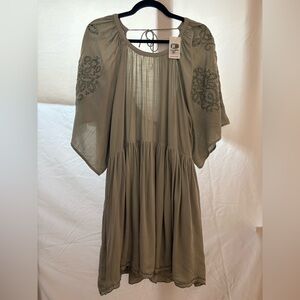 Sage Green En Crème Embroidered Mini Dress NWT Large